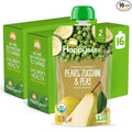 Happy Baby Organics Stage 2 Baby Food Pouches, Gluten Free, Vegan & Healthy Snack, Clearly Crafted Fruit & Veggie Puree, Pears, Zucchini & Peas, 4 Ounces (Pack of 16)