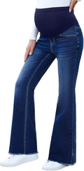 BLENCOT Maternity Jeans for Women Over Belly Pregnancy Pants Comfy Pregnant Jeans Flare Denim Jeans with Pockets