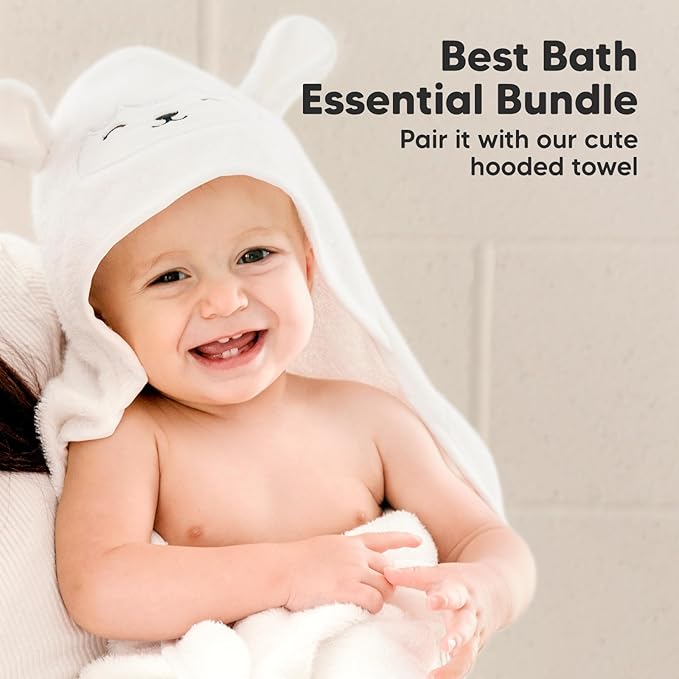 6-Pack Baby Washcloths - Soft Absorbent Viscose from Bamboo Wash Cloths for Babies, Kids, Toddlers, Infant, Newborn Bath Towels, Gentle on Sensitive Skin, 10x10 Reusable Face Towels (White/Stone)