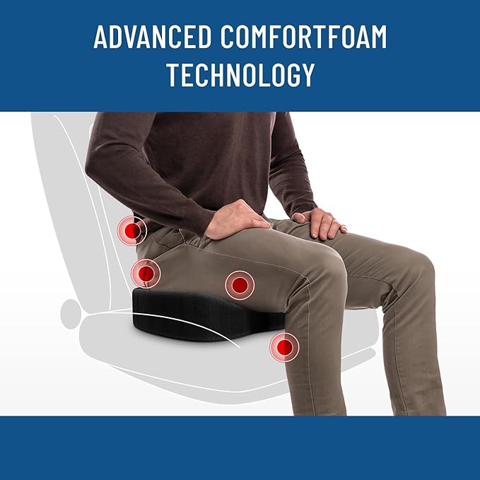 Everlasting Comfort Doctor Recommended Memory Foam Seat Cushion for Office Chairs & Car Seat - Ergonomic Office Desk Accessories for Tailbone Pain Relief, Sciatica & Back Support
