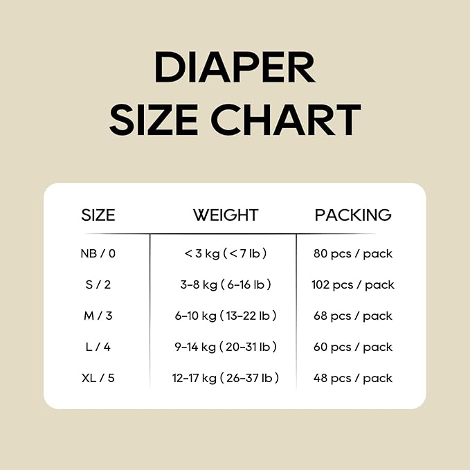 ECO BOOM Diapers, Viscose from Bamboo Diapers, Natural Soft Disposable Nappies for Infant, Size 5 Suitable for 26 to 37lb (X-Large - 48 Count)