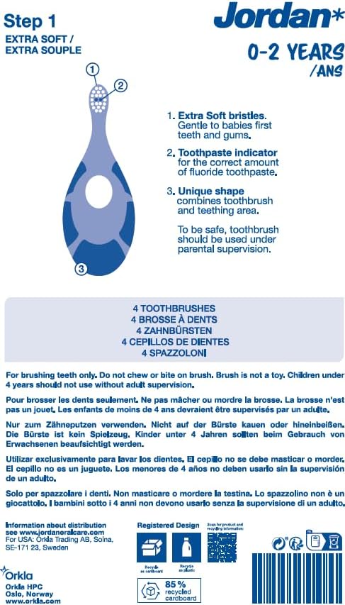 Jordan* ® | Step 1 Green Clean Toddler Toothbrush | Pack 3 Units