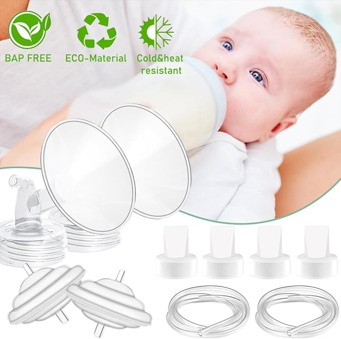 20mm Flange Pump Parts Compatible Spectra S1 S2 9 Breast Pumps Replacement,Full Set Replacements Include Flange Backflow Protector Membrane Duckbill Valve Tube,Not Original Accessories
