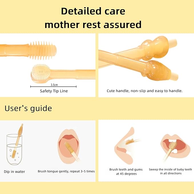 Baby Tooth Brush, Infant Toothbrush 6 to 12 Months and0-6 Months,Silicone Toothbrush, Newborn Tongue and Mouth Cleaner Set, Good Idea for Baby First Toothbrushes(Pink)