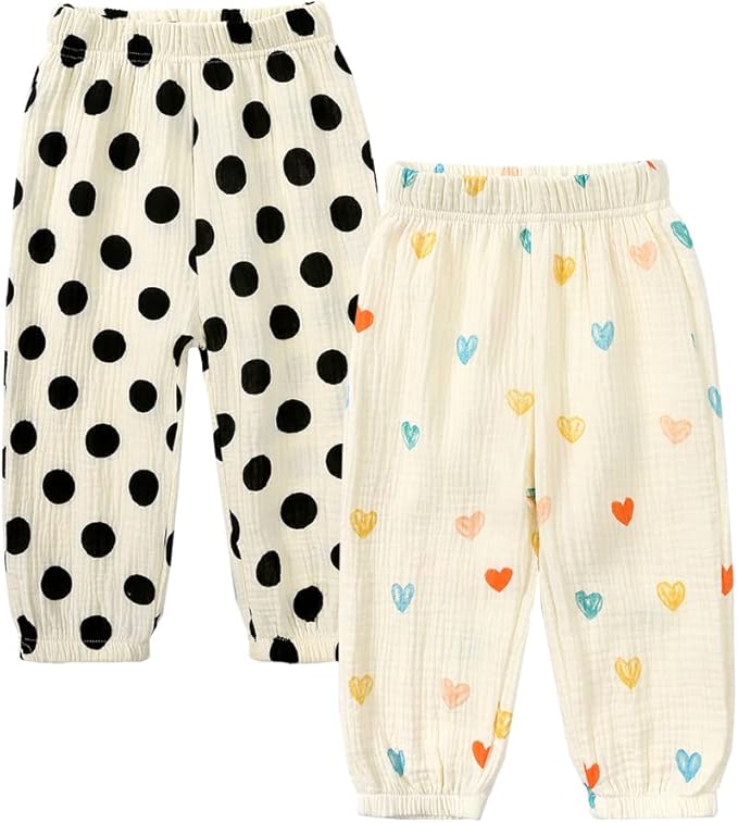 MYGBCPJS Baby Boys Girls Cotton Linen Trousers Kids Casual Ankle Pants Loose Long Bloomers