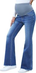 BLENCOT Maternity Jeans for Women Over Belly Pregnancy Pants Comfy Pregnant Jeans Flare Denim Jeans with Pockets