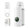 Portable Travel Baby Cordless Bottle Warmer,Baby Breastmilk and Formula Bottle Warmer,6000 mAh Rechargeable Battery,Digital Display Temperature Water Warmer On The Go,Feeding-Friendly Baby Essentials