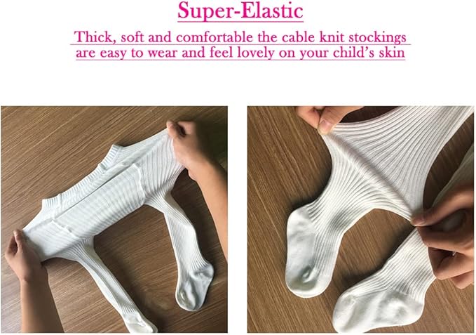 CECORC Baby Girls Tights Toddler Cable Knit Leggings Thick Cotton Infant Stockings Pantyhose 1-10T
