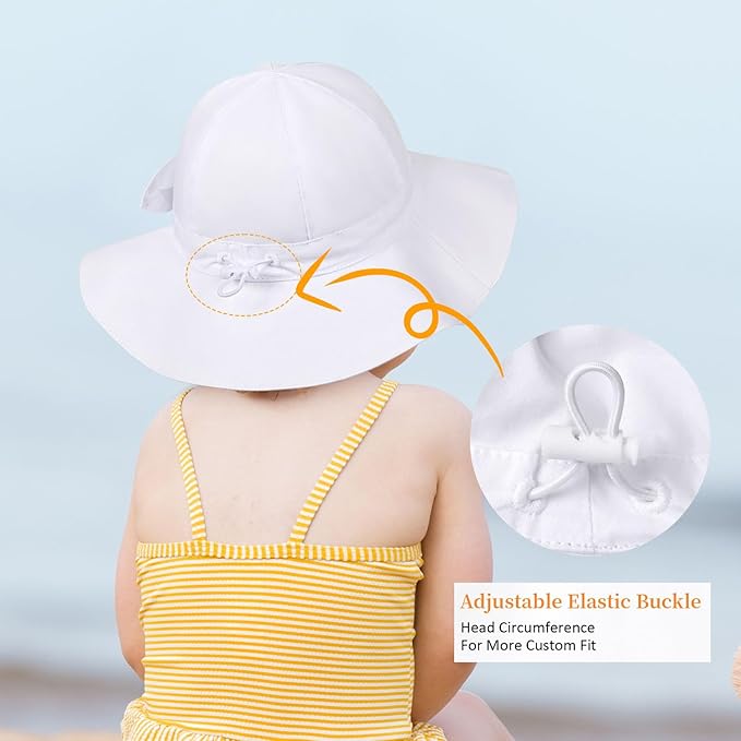 Baby Girl Sun Hat Summer Foldable Beach Hats with UPF50+ Sun Protection Wide Brim Toddler Bucket Hat Cap