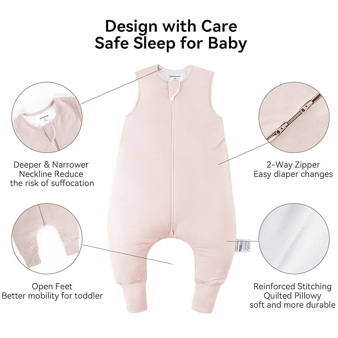 Rayon Made from Bamboo Toddler Sleep Sack with Feet 6-12 Months 1.0 Tog Ultra Soft Toddler Sleeping Sack Baby Sleep Bag Walker Quilted Wearable Blanket with Legs 2-Way Zipper Lightweight