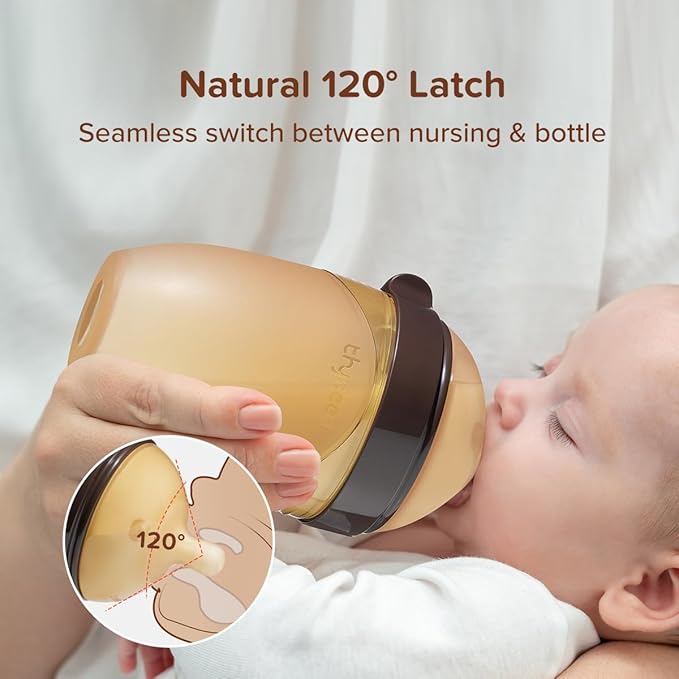 Thyseed Silicone Natural Breast-Like Bottle with Nipple(7-10 Months),8oz，1pack