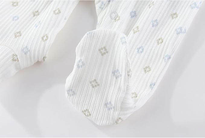 Fashion Baby Boy Girl Clothing Set Cotton Soft 3-Piece Long Sleeve Button Rompers 5-Pack Hats&Gloves Infant Clothes