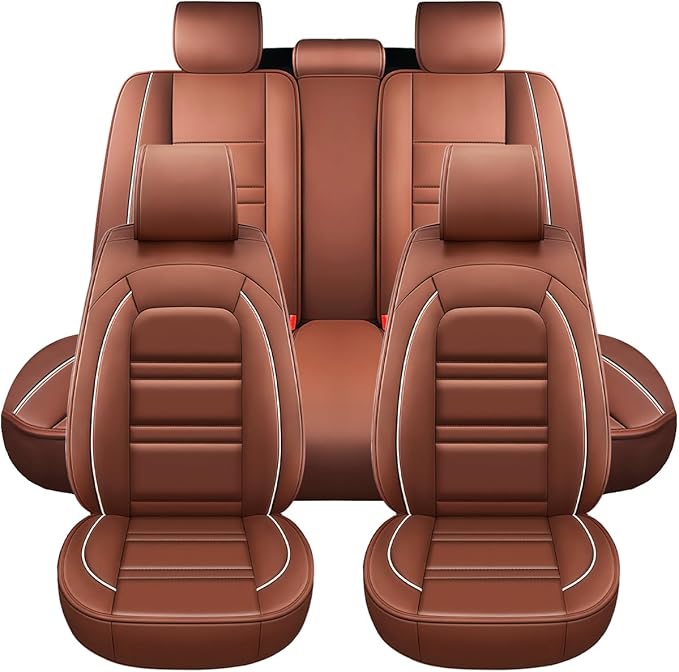 Seat Covers for Infiniti qx80 2014-2025 | 5-Seats Leather Seat Covers, Easy to Install Automotive Seat Covers Full Set (Full Set, Coffee)