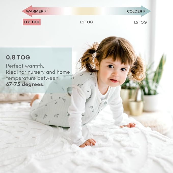 Tealbee Dreamsuit Toddler Sleep Sack with Feet – Walker Sleep Bag with Legs, Rayon made from Bamboo, Summer 0.8 TOG, 2-Way Zipper, 2T-3T - Croissant