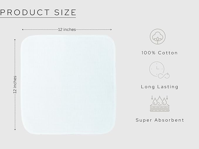 PurpleEssences Dish Cloths and Dish Rags - 6 Pack Waffle Weave Solid Kitchen Dish Wash Cloths, 100% Cotton, 12 x 12 Inches, Ultra Soft Absorbent Quick Drying - Fall Thanksgiving - White