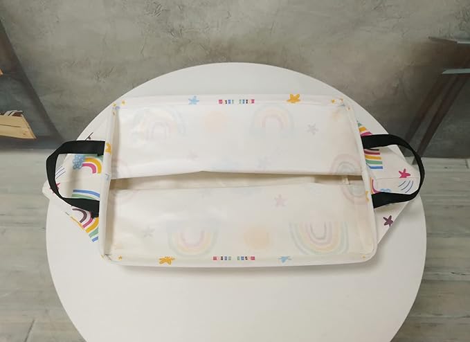 Rectangle Foldable Gift Laundry Basket, Storage for Dirty Cloth, Toys Nursery, Kids Clothes, Hamper With Handles for Home Decor (REC-Rainbow)