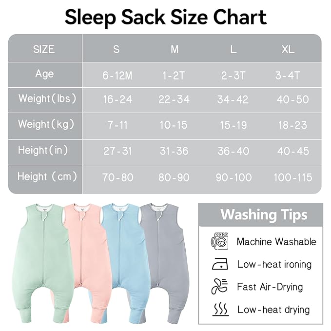 Rayon Made From Bamboo Sleep Sack 6-12 Months 0.5 Tog Ultra Soft Summer Toddler Sleep Sack with Feet 2-Way Zipper Lightweight Sleeping Bag Baby Wearable Blanket (2 Pack)-Pink & Gray