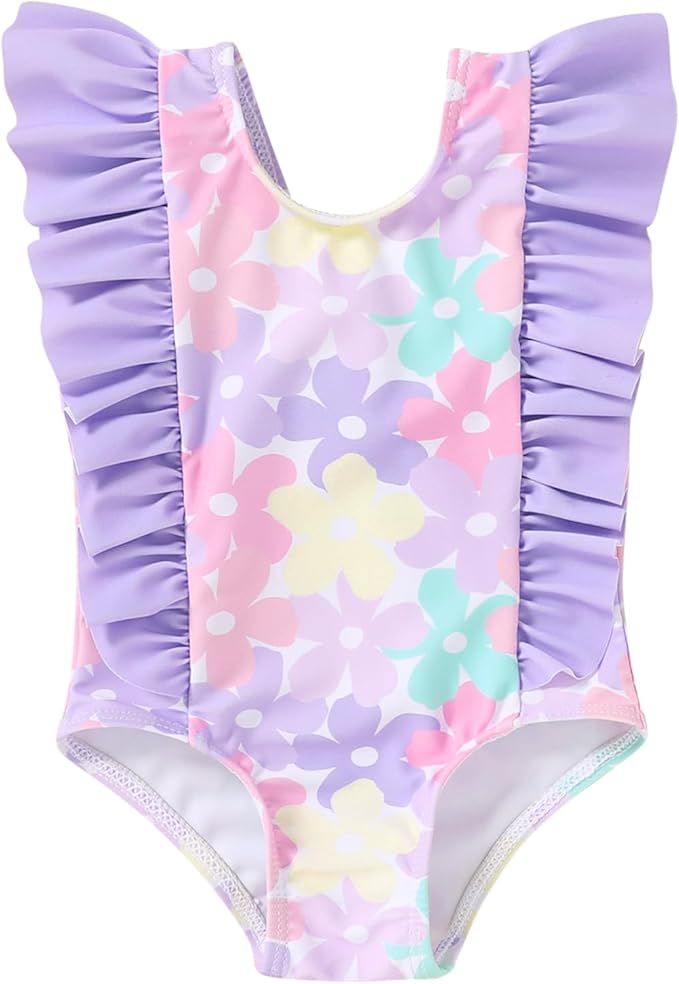 Newborn Baby Girl Ruffle Swimsuit Infant Toddler One Piece Floral Bikini Beach Bathing Swimwear Set