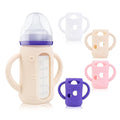 ZCH 4-Pack Silicone Sleeves for Lansinoh Glass Bottles, BPA-Free Drop-Resistant Baby Bottle Sleeves with Handles, Compatible with Lansinoh Anti-Colic Glass Baby Bottles (5 oz)