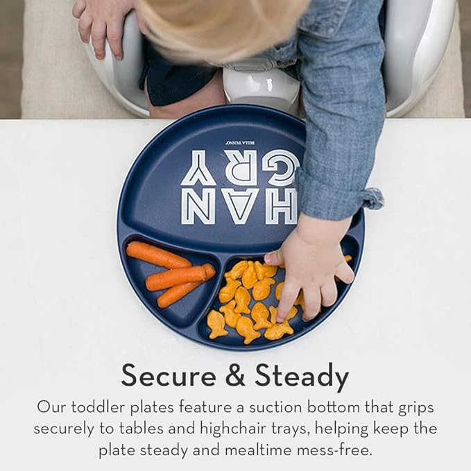 Bella Tunno Suction Plate for Babies & Toddlers, Self-Feeding Dish for Baby Led Weaning, Silicone Divided Plate, Sticks to Highchair Trays & Tables, Microwave & Dishwasher Safe, Meal Monster