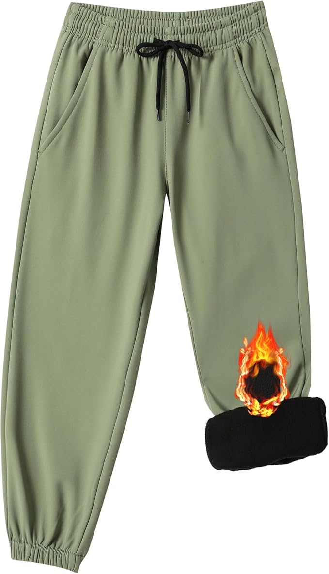 Toddler Fleece Lined Warm Joggers for Baby Boys Girls Thermal Winter Sweatpants Kids Hiking Pants