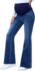 BLENCOT Maternity Jeans for Women Over Belly Pregnancy Pants Comfy Pregnant Jeans Flare Denim Jeans with Pockets