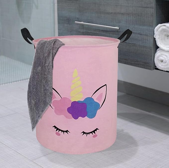 Round Laundry Hamper Storage Basket Laundry Organizer Hamper Storage Bins Clothes and Toys Box Nursery Hamper Gift Basket For Kids with Handles