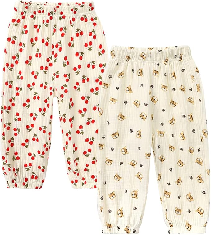 MYGBCPJS Baby Boys Girls Cotton Linen Trousers Kids Casual Ankle Pants Loose Long Bloomers