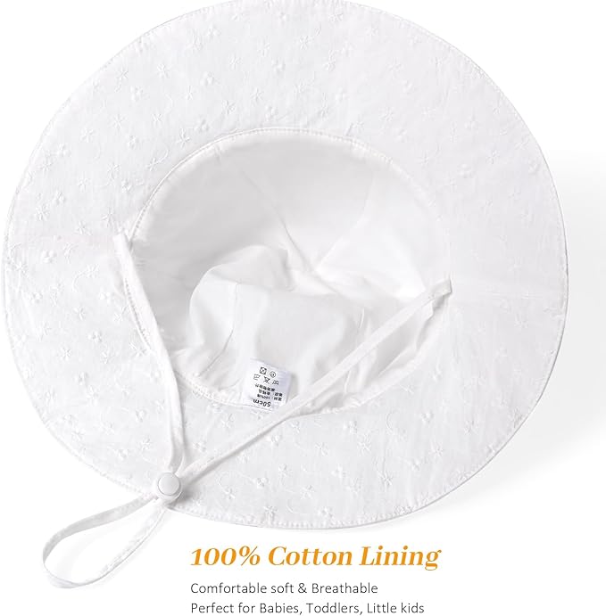 Baby Girl Sun Hat Summer Foldable Beach Hats with UPF50+ Sun Protection Wide Brim Toddler Bucket Hat Cap