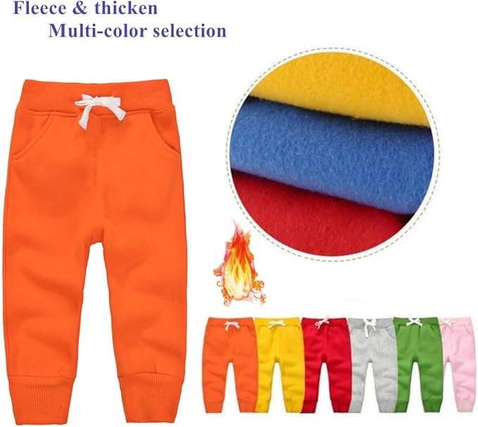 CuteOn Unisex Toddler Jogger Pants Kids Cotton Elastic Waist Winter Baby Sweatpants Pants 1-5Years