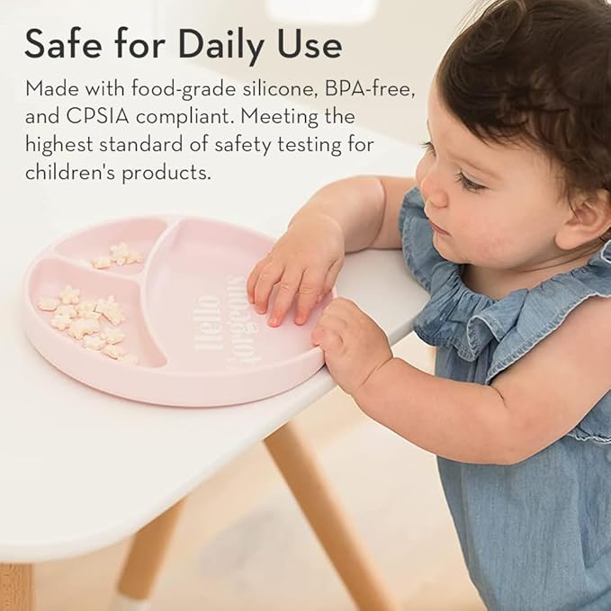 Bella Tunno Suction Plate for Babies & Toddlers, Self-Feeding Dish for Baby Led Weaning, Silicone Divided Plate, Sticks to Highchair Trays & Tables, Microwave & Dishwasher Safe, Meal Monster