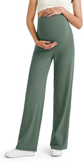 G4Free BareFeel Maternity Dress Yoga Pants Over The Belly Stretchy Work Slack Pregnancy Wide Leg Lounge Trousers