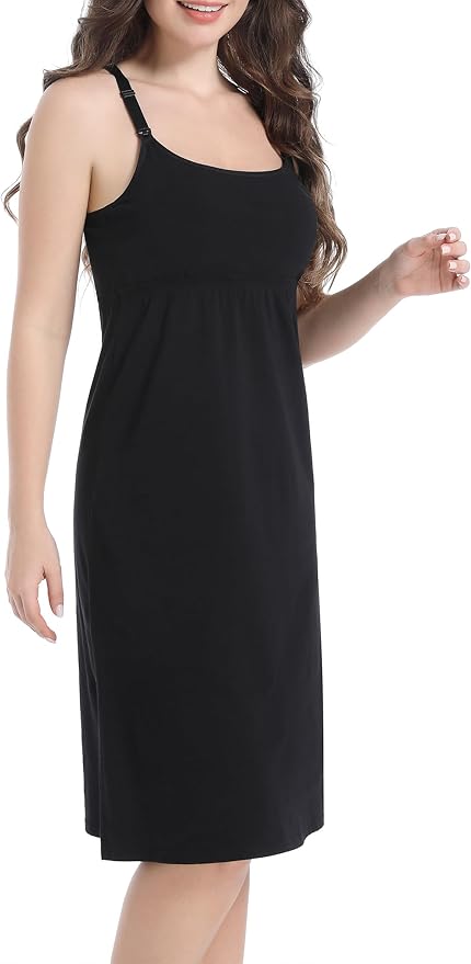 SUIEK 3-Pack Maternity Nursing Nightgown Cotton Breastfeeding Dress Pregnancy Tank Tops Sleepwear