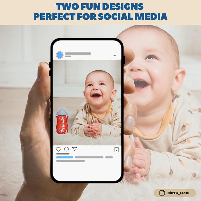 Soft Drink Themed Coozies for Baby Bottles - Funny Gift for New Parents & Baby Showers - (2 Premium Designed Neoprene Coozies + BPA/Lead/Phthalate Free Bottle Included)