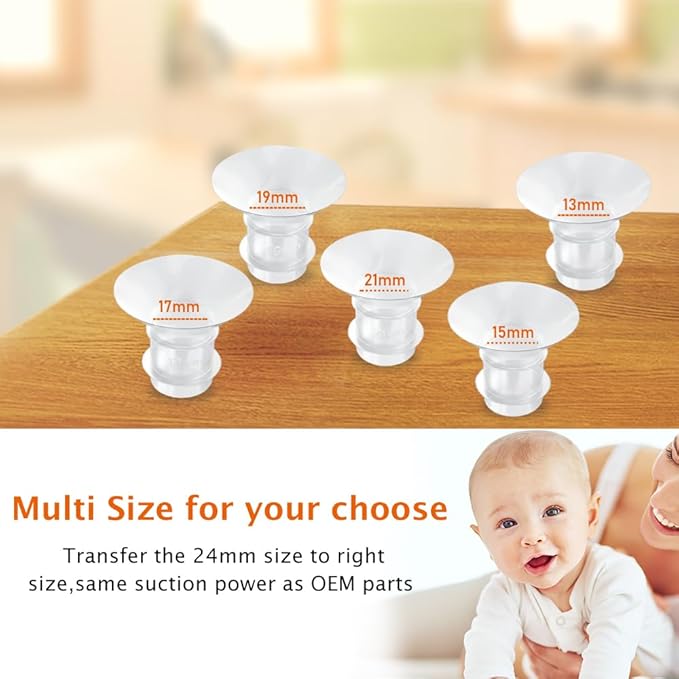 Flange Inserts 10PCS 13/15mm*5,24mm Breast Pump Shields/Flanges Compatible with Momcozy S9/S9pro/S10/S12/S12pro/Spectra/Medela/TSRETE, Reduce 24mm Tunnel Down to Correct Size