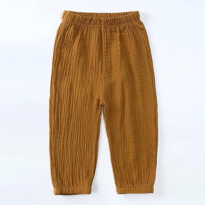 MYGBCPJS Baby Boys Girls Cotton Linen Trousers Kids Casual Ankle Pants Loose Long Bloomers