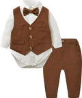A&J DESIGN Baby Boy Suits Clothes Infant Toddler Formal Gentleman Outfits, Dress Shirt + Vest + Bow Tie + Pants Wedding Set