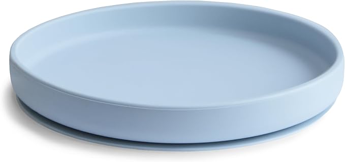 mushie Classic Silicone Suction Plate | BPA-Free Non-Slip Design (Powder Blue)