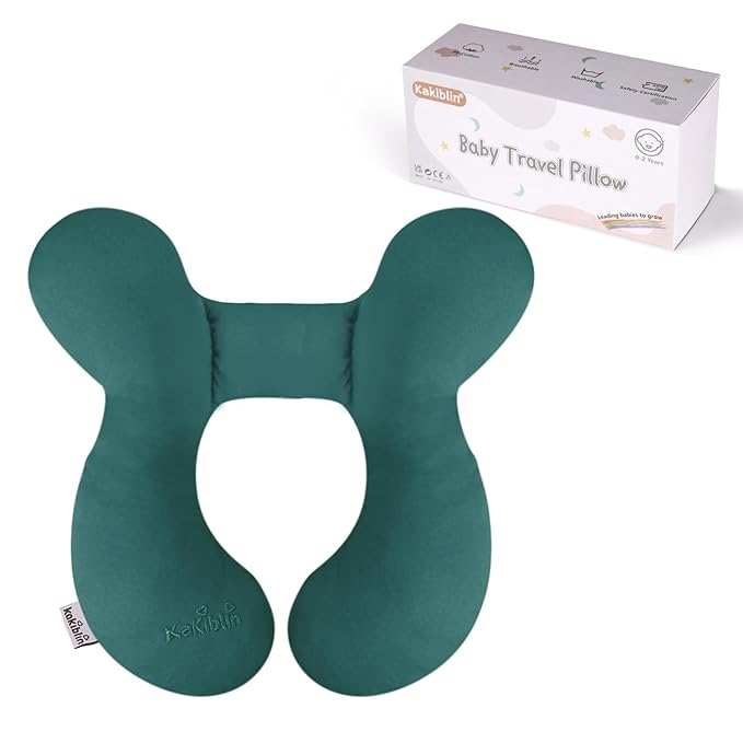 KAKIBLIN Baby Travel Pillow, Upgraded Baby Support Pillow for Head and Neck, Head Neck Pillow for Car Seat,Pushchair,Travel, Dark Green
