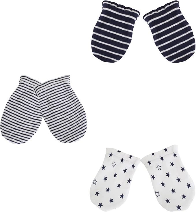 Baby Hat and Mittens Set Newborn Baby Hats Caps for Baby Boys Girls 0-6 Months 100% Cotton