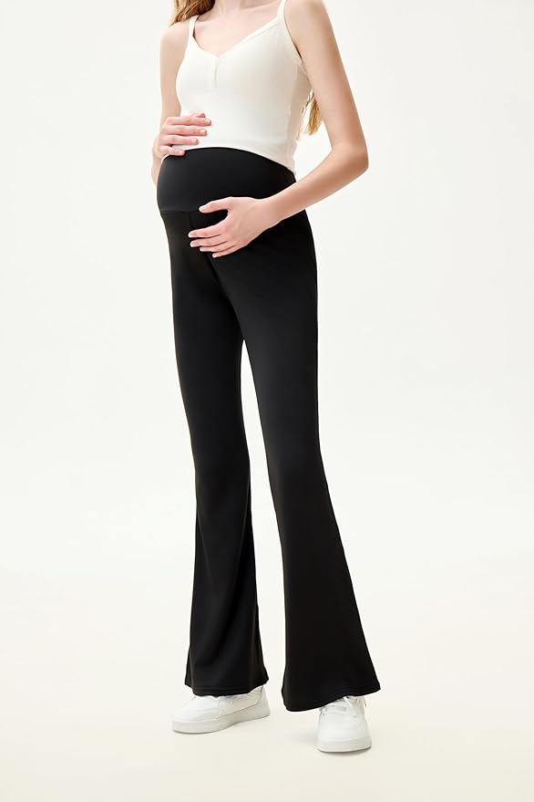 High Waist Yoga Pants, Maternity Bootcut Leggings, Cotton Blend Spandex, Black Gray Light Gray, S-XXL,