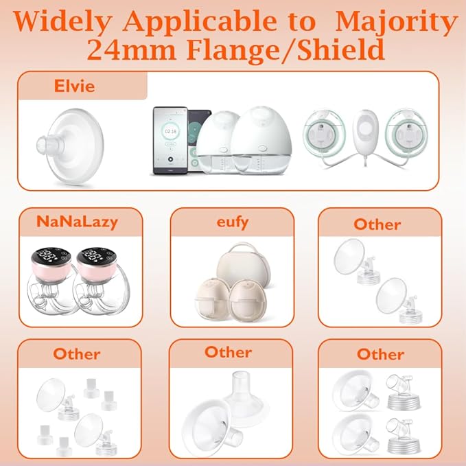 Flange Inserts 10PCS 17/19mm*5,24mm Breast Pump Shields/Flanges Compatible with Momcozy S9/S9pro/S10/S12/S12pro/Spectra/Medela/TSRETE, Reduce 24mm Tunnel Down to Correct Size