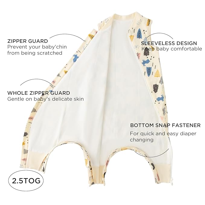 Duomiaomiao 2.5 TOG Toddler Sleep Sack 2-3T 100% Cotton Winter Side Open Zipper Baby Sleep Sack with Feet, Warm Toddler Wearable Blanket