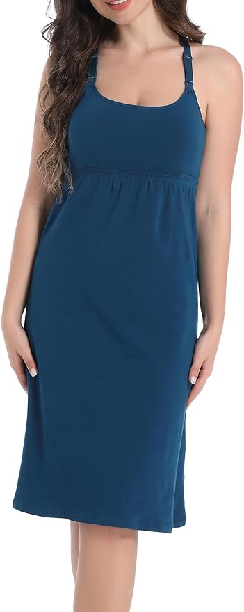 SUIEK 3-Pack Maternity Nursing Nightgown Cotton Breastfeeding Dress Pregnancy Tank Tops Sleepwear