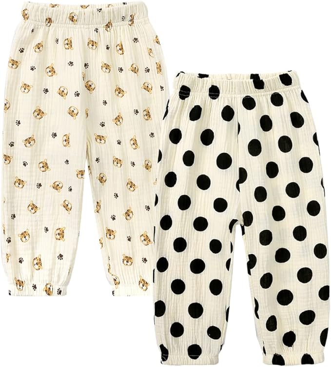 MYGBCPJS Baby Boys Girls Cotton Linen Trousers Kids Casual Ankle Pants Loose Long Bloomers