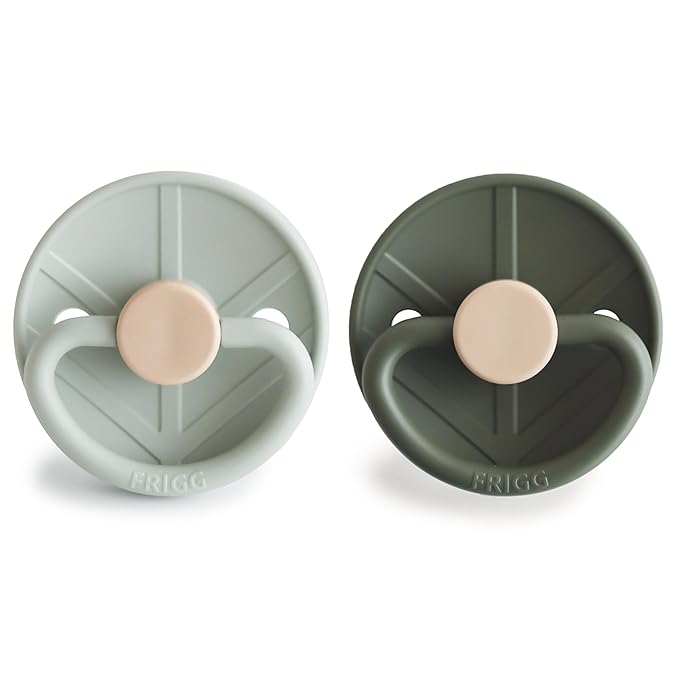 FRIGG Little Viking SilkySoft Silicone Baby Pacifier 2-Pack | Made in Denmark | BPA-Free (Sage/Olive, 0-6 Months)