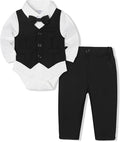 Baby Boy Clothes Suits Infant Gentleman Wedding Outfit Formal Dress Shirt Vest Bowtie Pants 4Pcs Baby Suit Sets
