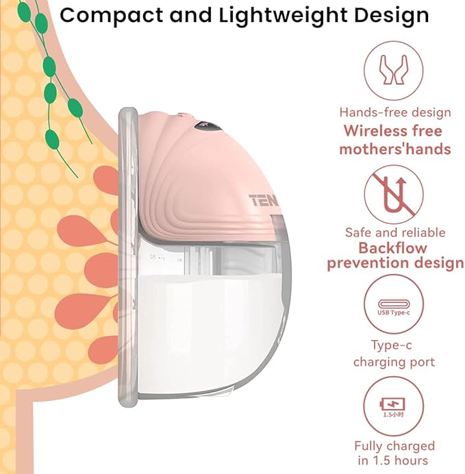 Electric Breast Pump, 1Pcs Wearable Hands-Free Breastfeeding Pump with 12 Adjustable Suction & 3 Mode, Portable Milk Extractor for Pain-Free, Quiet and Efficient, 19/21mm Insert Flange