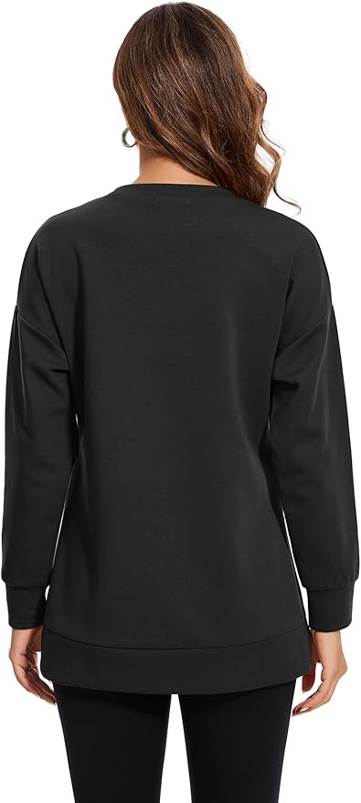 Smallshow Women's Nursing Tops Sweatshirt Long Sleeve Side Split Breastfeeding Shirt