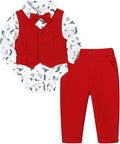 Baby Boy Clothes Suits Infant Gentleman Wedding Outfit Formal Dress Shirt Vest Bowtie Pants 4Pcs Baby Suit Sets